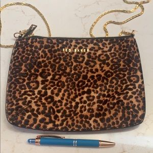 Ted Baker Leopard and Black leather clutch